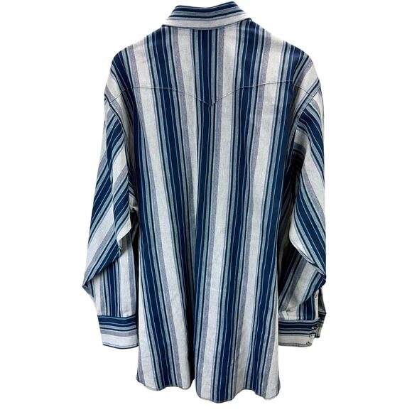 VTG 90s Wrangler Gold Buckle Men’s Size 18-36 XXL Western Striped L/S Shirt - Picture 2 of 4